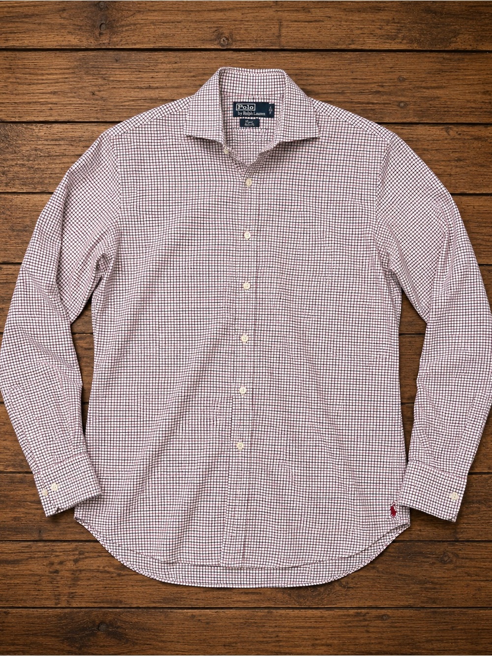 Polo by Ralph Lauren Men’s Red White Blue Micro-Check Button-Down Shirt